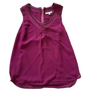 Daniel Rainn Plum Sleeveless Blouse with Lace Trim Size Petite XS